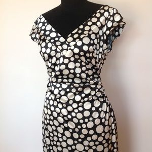 Evening dress polka dot off shoulder v neck EUC